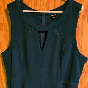 Torrid Texture Teal Blue Skater Dress Sleeveless Cut Out Details Plus Size 22